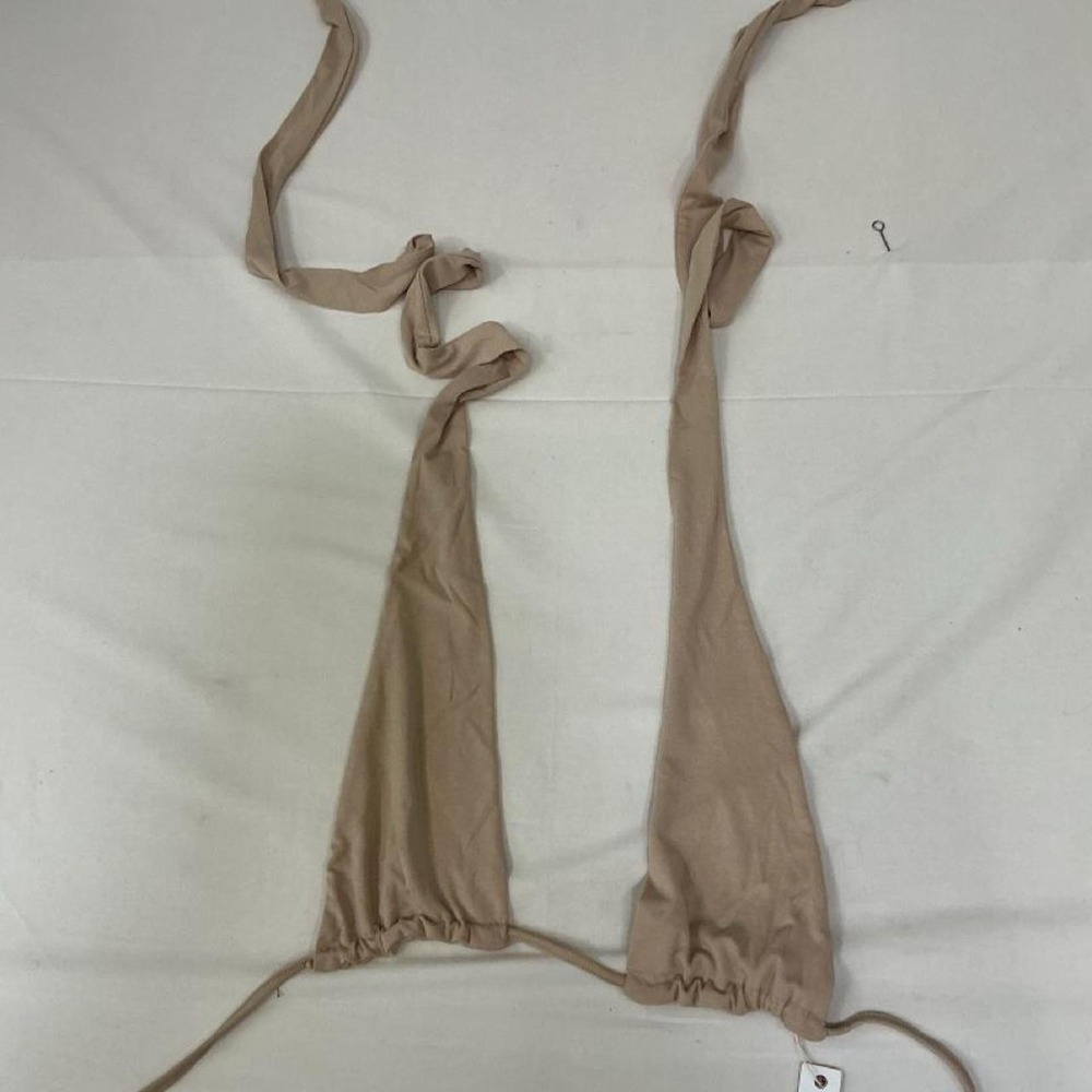 Neutral beige triangle bikini top